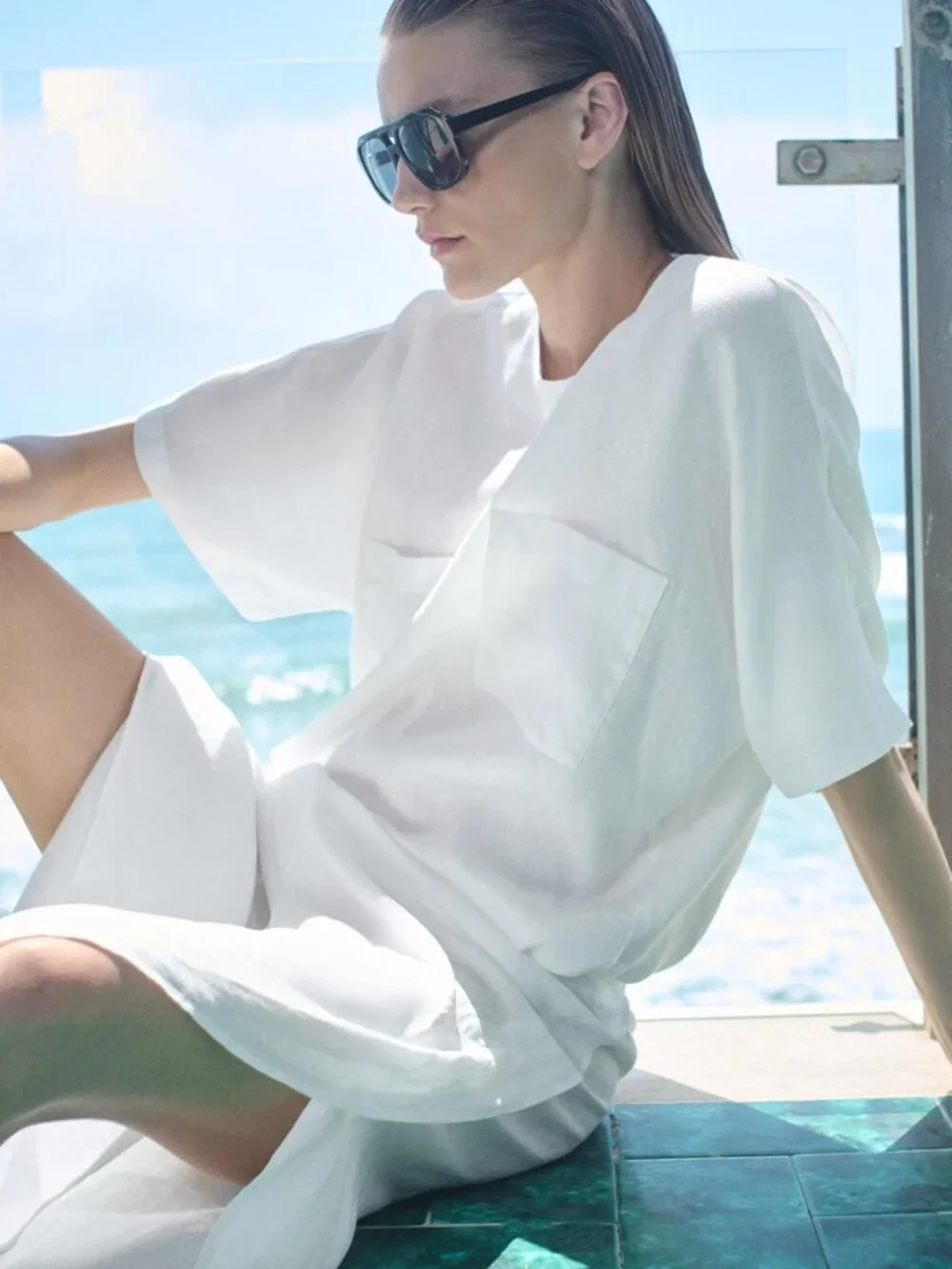 ZARA ZW COLLECTION 100% LINEN PANTS WITH VENTS